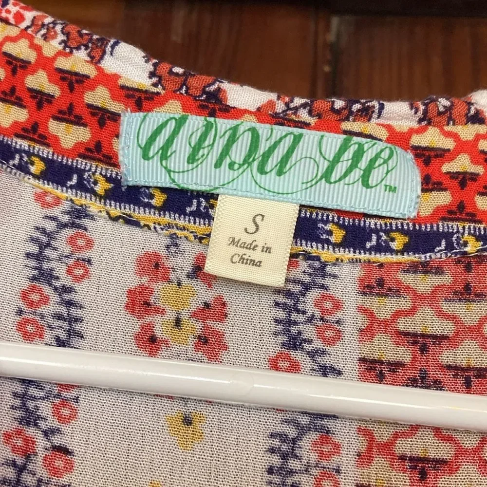 Dina Be Handkerchief Hem Floral Collared V-neck Sleeveless Drawstring Dress S - Picture 3 of 9